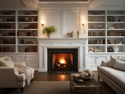 Living Room Fireplace With Bookshelves