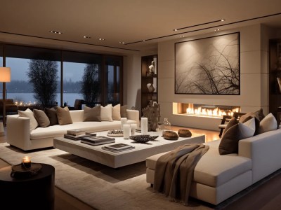 Living Room That Features Furniture, A Fireplace And A Coffee Table