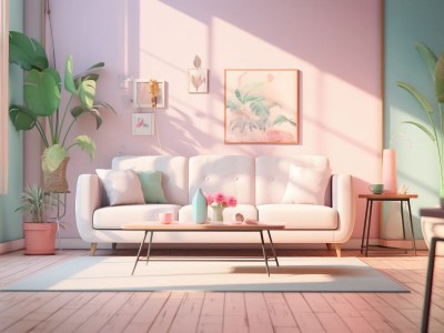 Living Room With Light Pink Walls And White Couch And Window