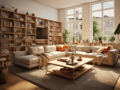 Living Room With Lots Of Bookshelves