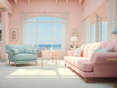 Living Room With Pink Couches And Flowers