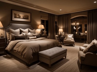 Luxurious Bedroom With Furniture And Decorations