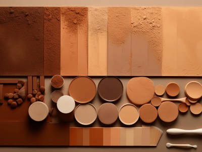 Makeup Palette Collection Of Different Shades Of Brown And Beige