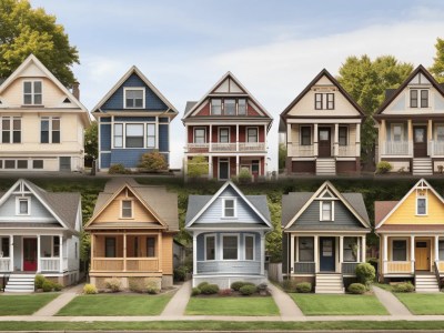 Many Different Colored Houses On A Row In Front