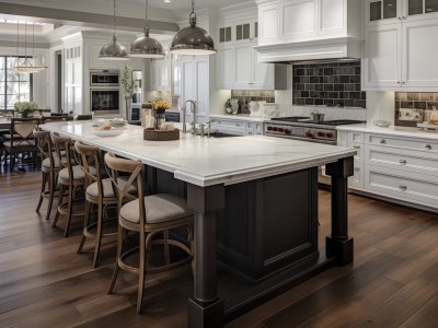 Modern Kitchen Designed With Dark Brown Cabinets And Hardwood Floors