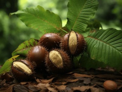 Natural Organic Delicacy Chestnuts On Leaves In A Natural Environment For Use In Baking