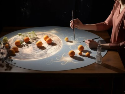 Night Sky Is A 'Food Art' Project, Designed By A Person Sitting At A Table Dipped In Paint