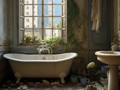 Old, Derelict Bathroom With A Shabbychic Look