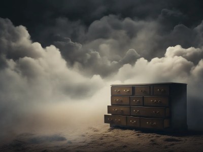 Old Dresser Under A Cloudy, Dusty Sky