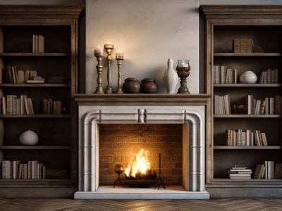 Old Home With A Fireplace And Bookcase