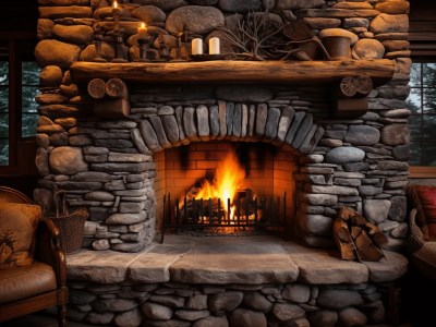 Old Stone Fireplace