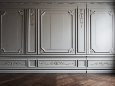 Old White Room With Wooden Floor And Ornate Paneling