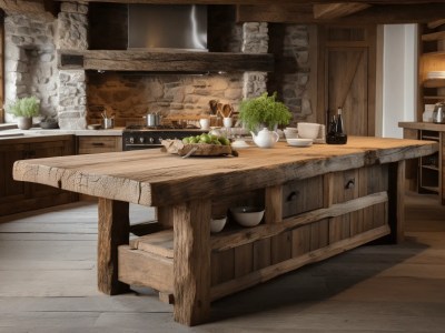 Old Wooden Kitchen Island