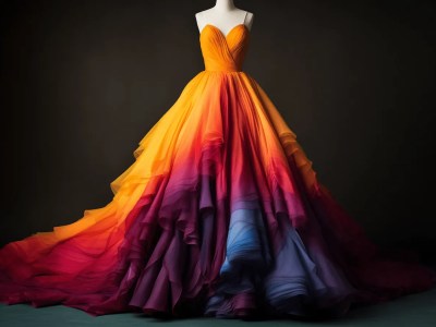 Orange And Purple Gown On A Mannequin