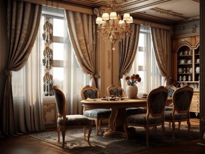 Ornate Dinning Room With Decorative Ceilings And Moldings