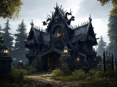 Ornate Gloomy House In The Woods