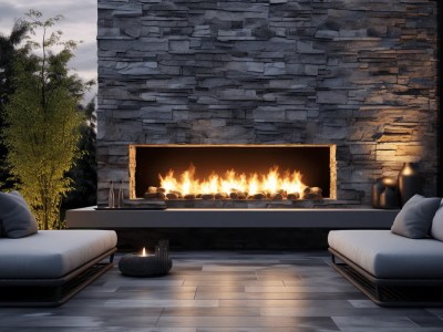 Outdoor Fireplace In A Modern Living Room