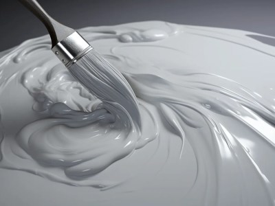 Paint Brush Is Swirling Around In A Bowl Of White Paint