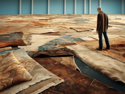 Person Standing In Middle Of Room Covered In Old Rugs