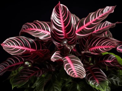 Photo Of A Spider Plant With Red Leaves Against A Black Background