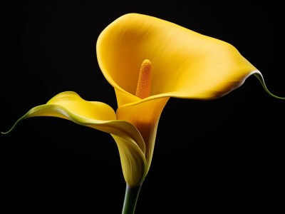 Photo Of Yellow Callcalla Lily With Black Background