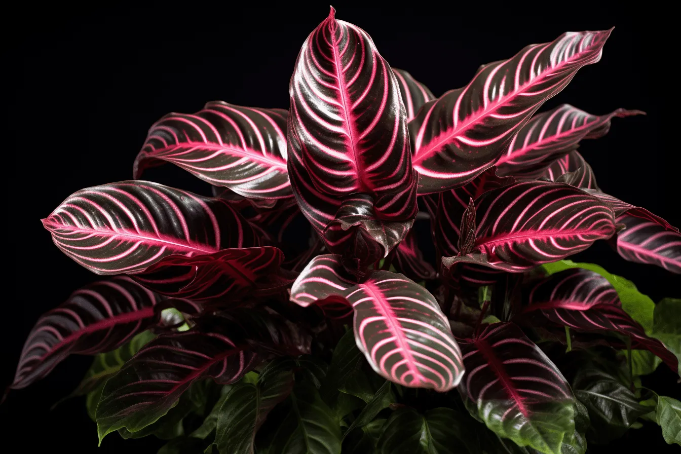 African purple taro  potted plant, high contrast chiaroscuro, light red and silver, dramatic diagonals, tokina at-x 11-16mm f/2.8 pro dx ii, color stripes, intricate foliage, high quality photo