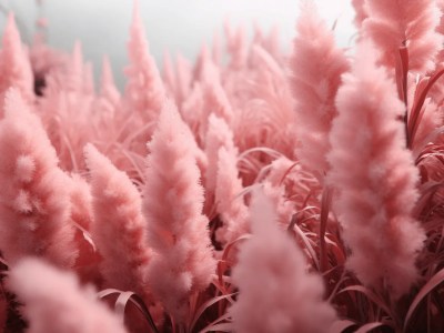 Pink Flower Field With Many Feathers