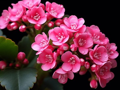 Pink Flowers On A Black Background