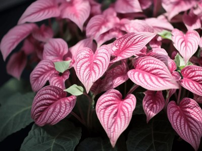 Pink Leaves Of Plants In A Dark Room