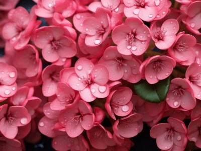 Pink Petals On The Flowers Are Covered In Water Drops