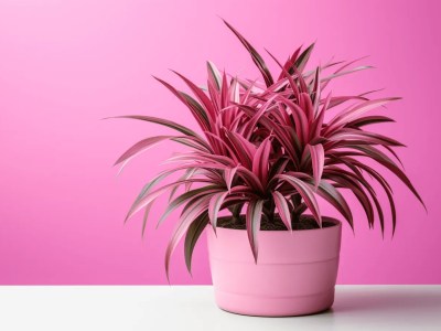 Pink Plant In A Pot In Pink Colour Background