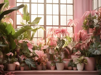 Pink Plants In A Space Near A Window