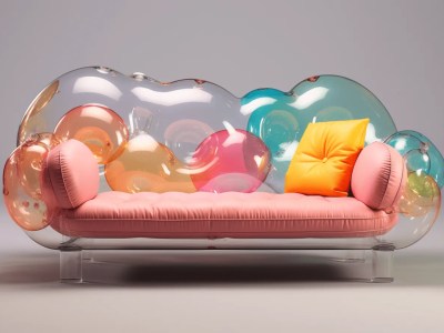 Pink Sofa Is Placed In A Clear Bubble