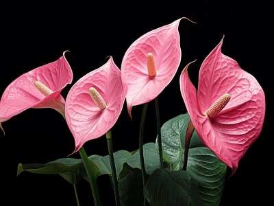 Plantation Of Pink Flowers On Black Background