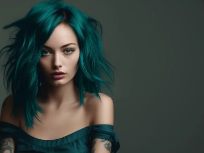 Portrait Of A Woman With Blue Hair In Photoshop