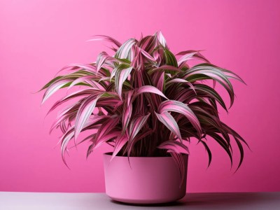 Potted Plant Against A Pink Background