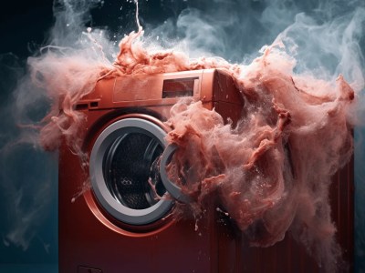 Red Washing Machine With Smoke