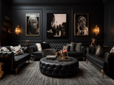 Room Decorated In A Luxurious Style With Black Walls