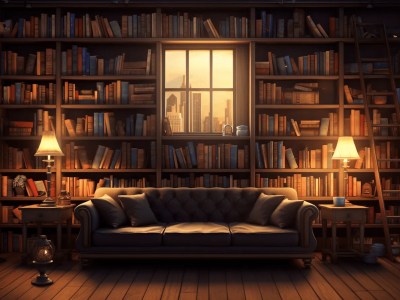 Room Full Of Books And A Couch