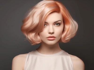 Short Pink Haired Young Girl Wavy Beautiful Bob Hair Color