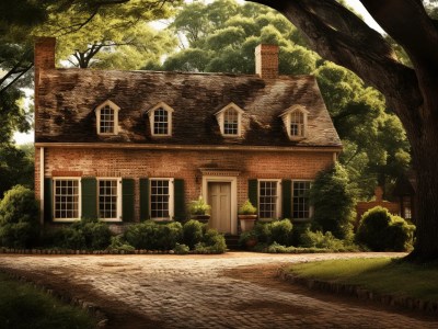 Small Country House In A Tree Lined Street