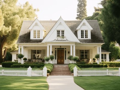 Small White House With A Fence And Green Grass In Front