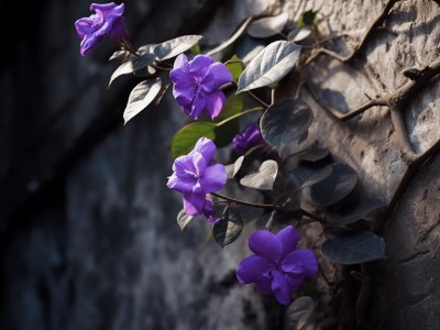 Some Vines Growing From A Wall Are Purple