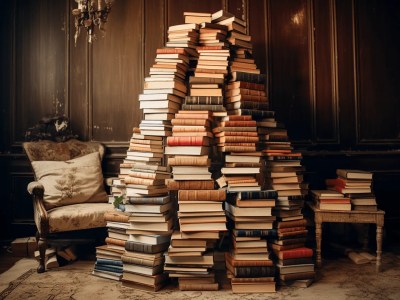 Stack Of Books In A Mansion