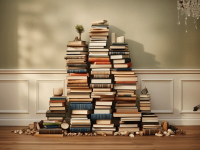 Stack Of Books In An Empty Room