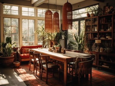 Table And Chairs In A Brightly Lit Room