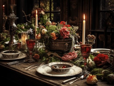 Table Decorated With Some Bowls And Silverware