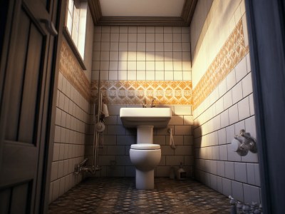 Toilet With Tile And A Sun Beam