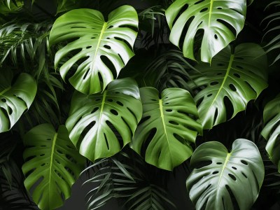 Tropical Plant Leaves On A Dark Background