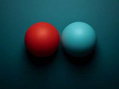 Two Red And Blue Eggs On A Blue Background